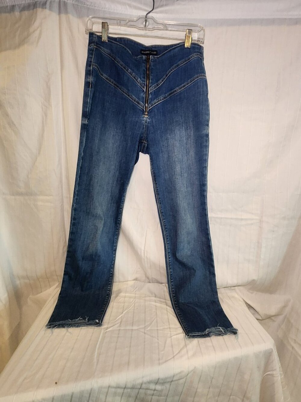 Sincerely Jules High Rise Chevron Seam Raw Hem Skinny Jeans Size 7/28